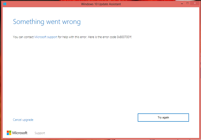 Windows 10 ошибка установки