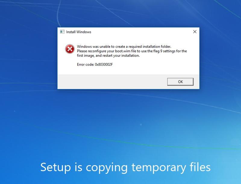 Ошибка при установки windows 7