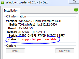 Windows Loader v2.2.1 - by Daz. Как изменить статус