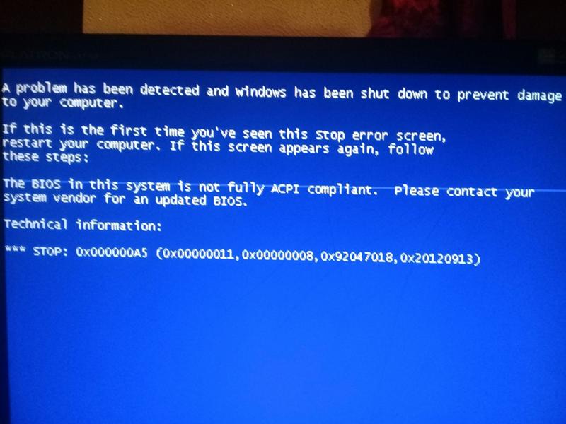 При попытке установки windows 7