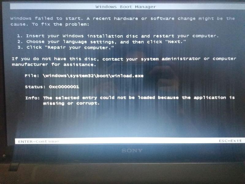 Windows failed to start a recent hardware