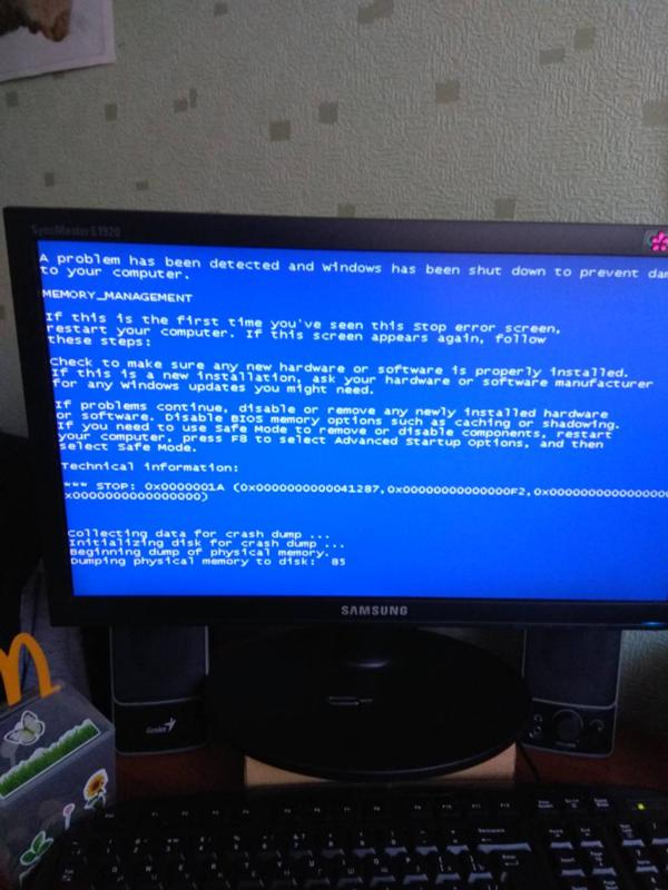 Синий экран на ошибка Windows 7