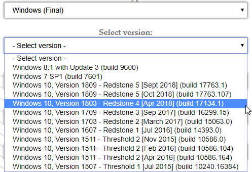 Дайте ссылку пожалуйста на Windows 10 1709 или 1803 Дайте ссылку пожалуйста на Windows 10 1709 или 1803