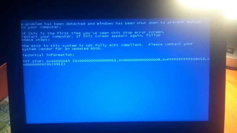 Ошибка при переустановке windows 7