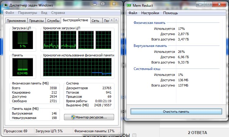 Windows 7 потребляет много оперативной памяти