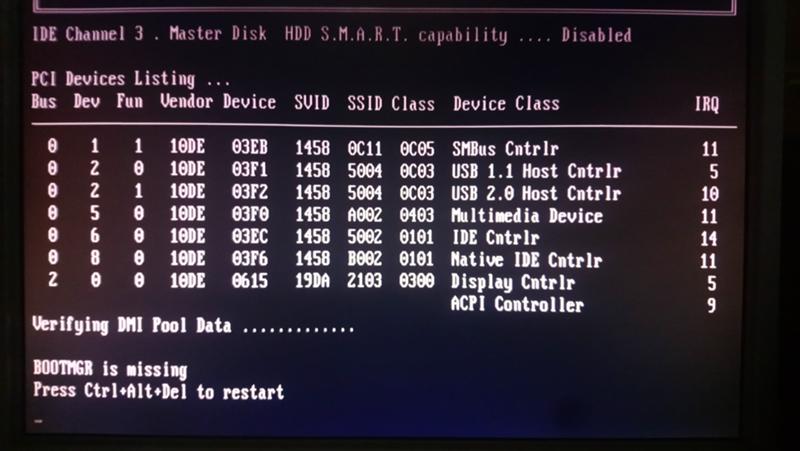 Установка Windows, ошибка при загрузке