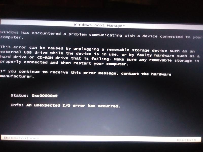 Ошибка при установке windows