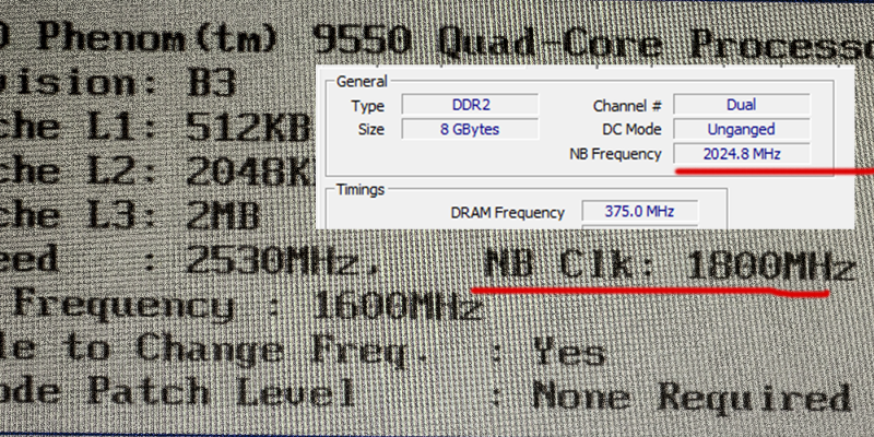 Частота NB в Bios и в CPU-Z Имеют разные значения: Bios - 1800 MHz Windows - 2025 MHz Кому все же верить