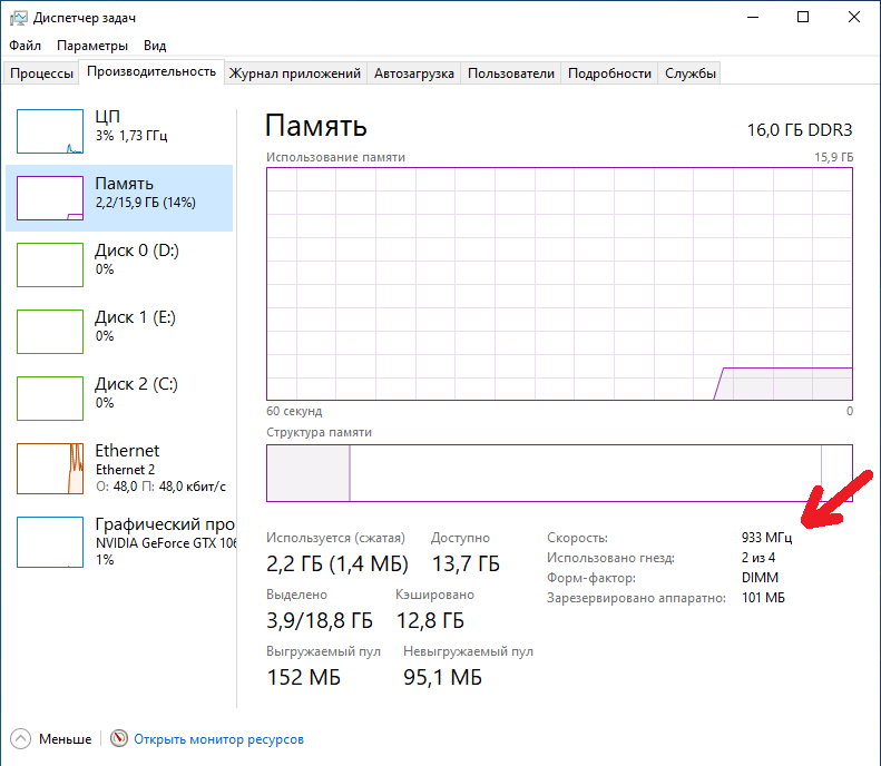 Обновил Windows до последней версии 1903 и теперь в диспетчере задач во вкладке память стало писать другую цифру