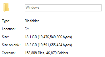 У кого сколько занимает папка Windows просто интересно сравнить