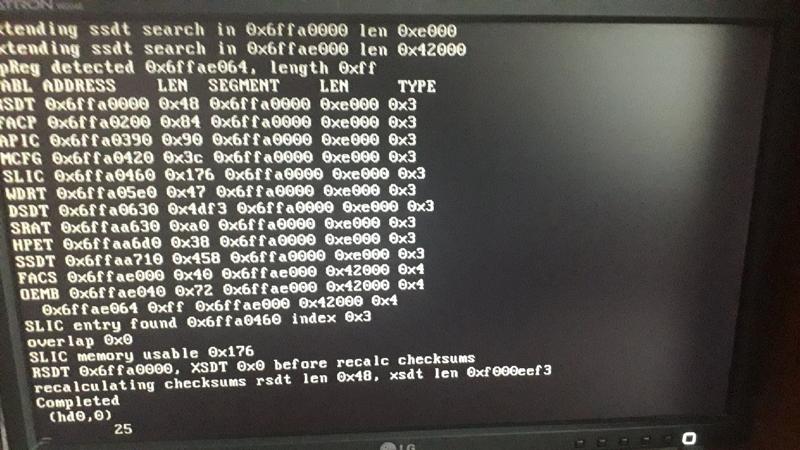 При запуски винды tending ssdt search in 0x6ffae0000 len 0xe000 tending ssdt search in 0x6ffa0000