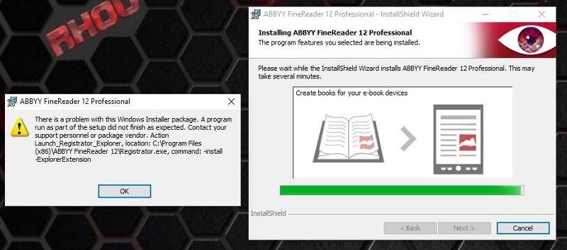 Ошибка при установке ABBY FineReader12 на Windows 10 64bit