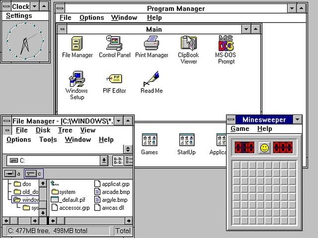 Как выглядел Windows 1.0 Windows 3.0 - 2