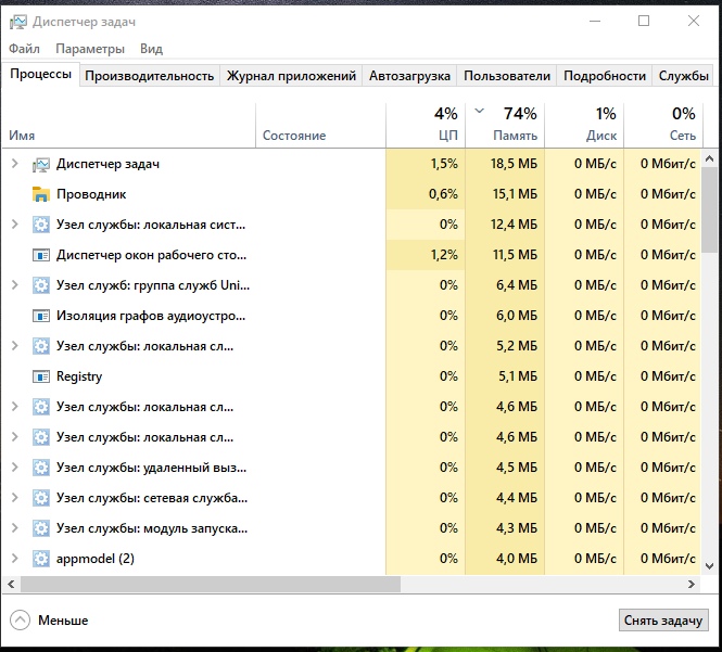 windows 10 оперативная память загружена