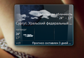 Виджет погоды Windows 7