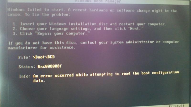 Проблема с windows 7 установка и последствия - 1
