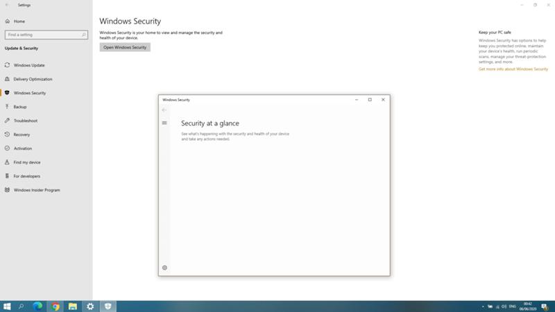 Windows 10 Security at Glance ПУСТО там Third Party Error Anti VIrus УДАЛИЛ постороний анти вирус полюбому также