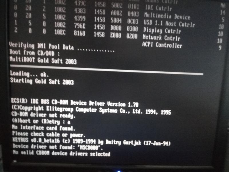 Не могу запуститься с установочного диска для установки Виндоус, после синего экрана диска меню проваливается с текстом