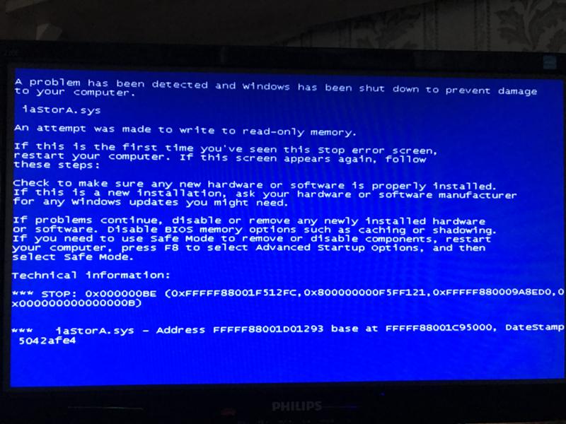 Установка windows и синий экран