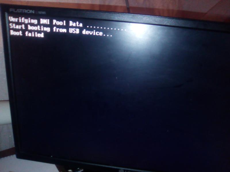 При установки винды с флешки высвечивается boot failed