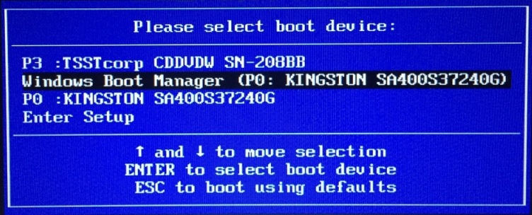 Windows после установки загружается только через Windows Boot Manager