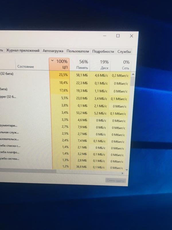 Процессор нагружен на 100 Windows 10