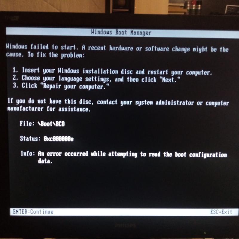 Не получается переустановить windows