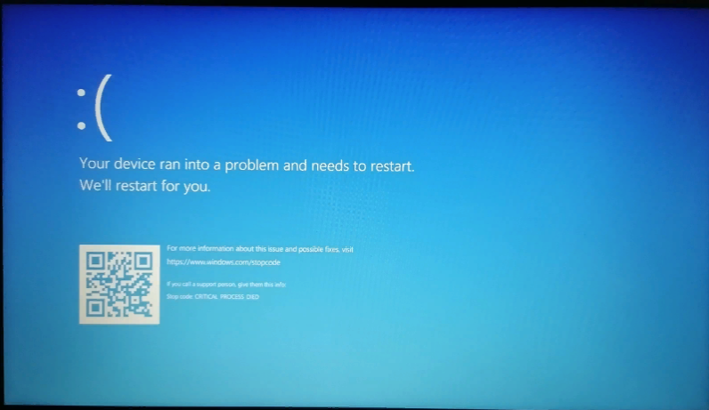 Синий экран в Windows 10 CRITICAL PROCESS DIES и 0x0000001