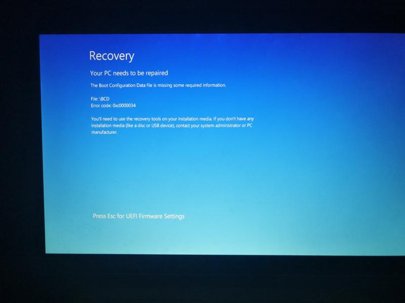 Ошибка Windows Recovery 0xc0000034. Подскажите с решением