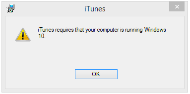 ITunes требует, чтобы ваш компьютер работал под управлением Windows 10