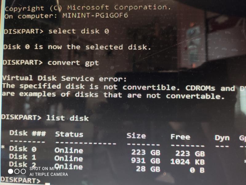 Ошибка установки Windows