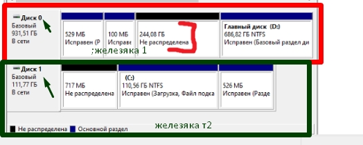 При установке винды, скорее всего, не правильно раскидал свободное пространство диска