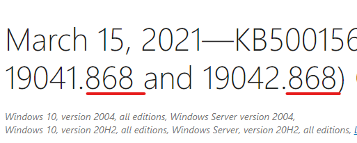 Почему последние сборки виндовс отличаются на единичку 20h1 - 19041, 20h2 - 19042, 21h1 - 19043 - 1