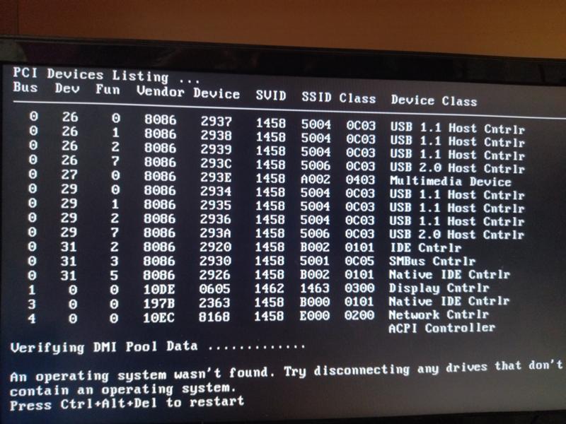 An operating system was not found. После переустановки винды