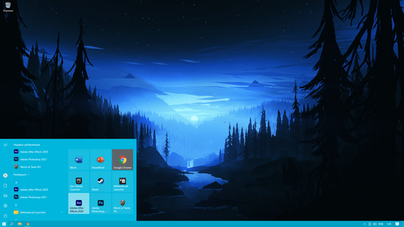 Начальный экран windows 10