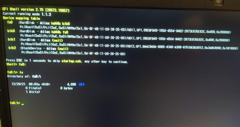 Новый ноутбук без винды с EFI Shell 2.70