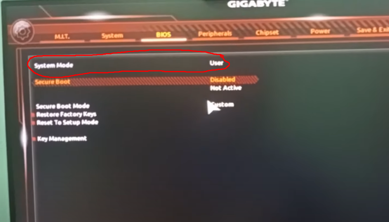 Как включить windows mode user в биосе gigabyte