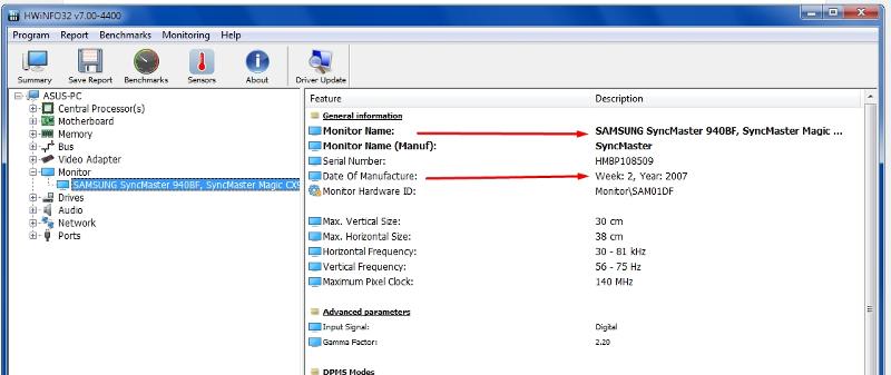 Как узнать модель монитора на Windows 7