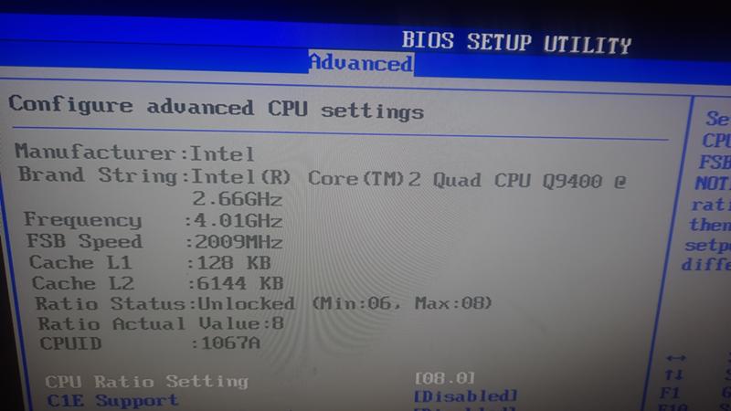 Разагнал процессор intel core 2 quad q 9400 до 4.01мГц но перед этим слетела аинда как он будит в винде