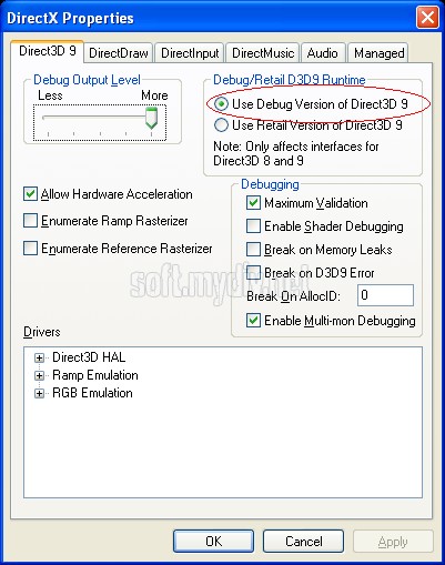 Где находится DirectX Control Panel в windows 10