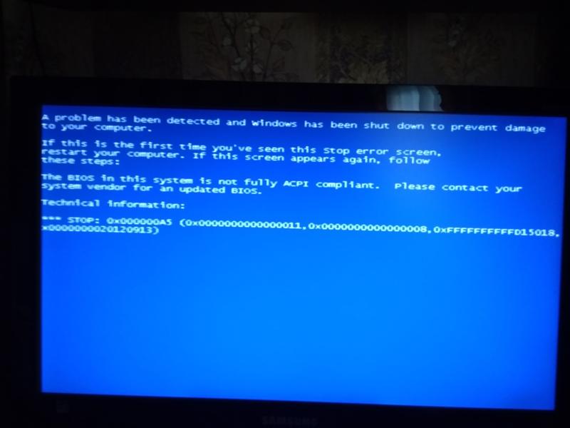 Ошибка при установке Windows 7, на компьютере