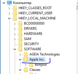 Когда-то стоял софт от Apple на винде, с тех пор у меня в реестре осталась о ней запись и никак она не удаляется