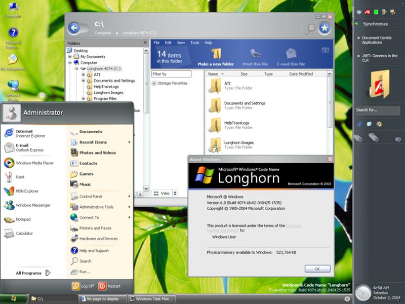 Windows Longhorn - всё ещё пригодная для жизни ОС