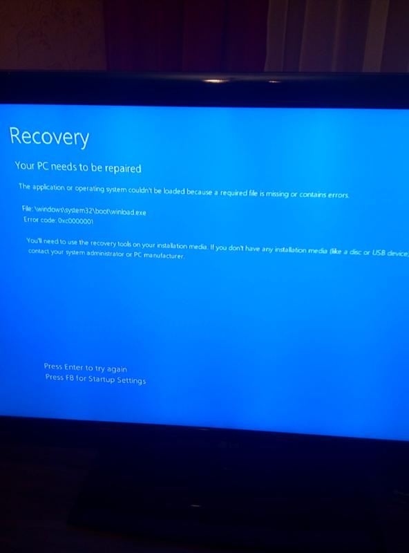 При попытке установить windows